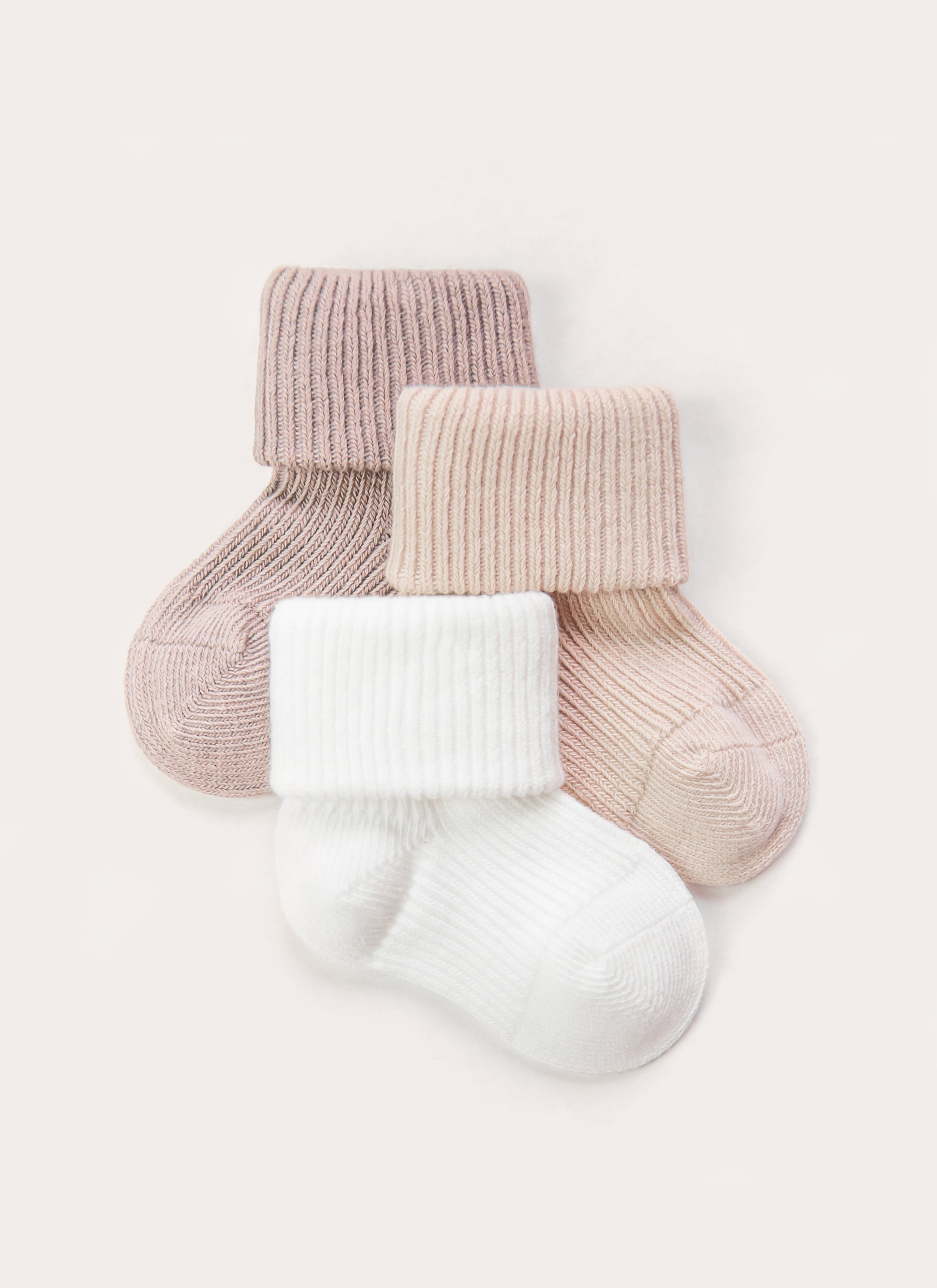 Soft Cotton Socks 3PC/Set (Brown, Nude, White)