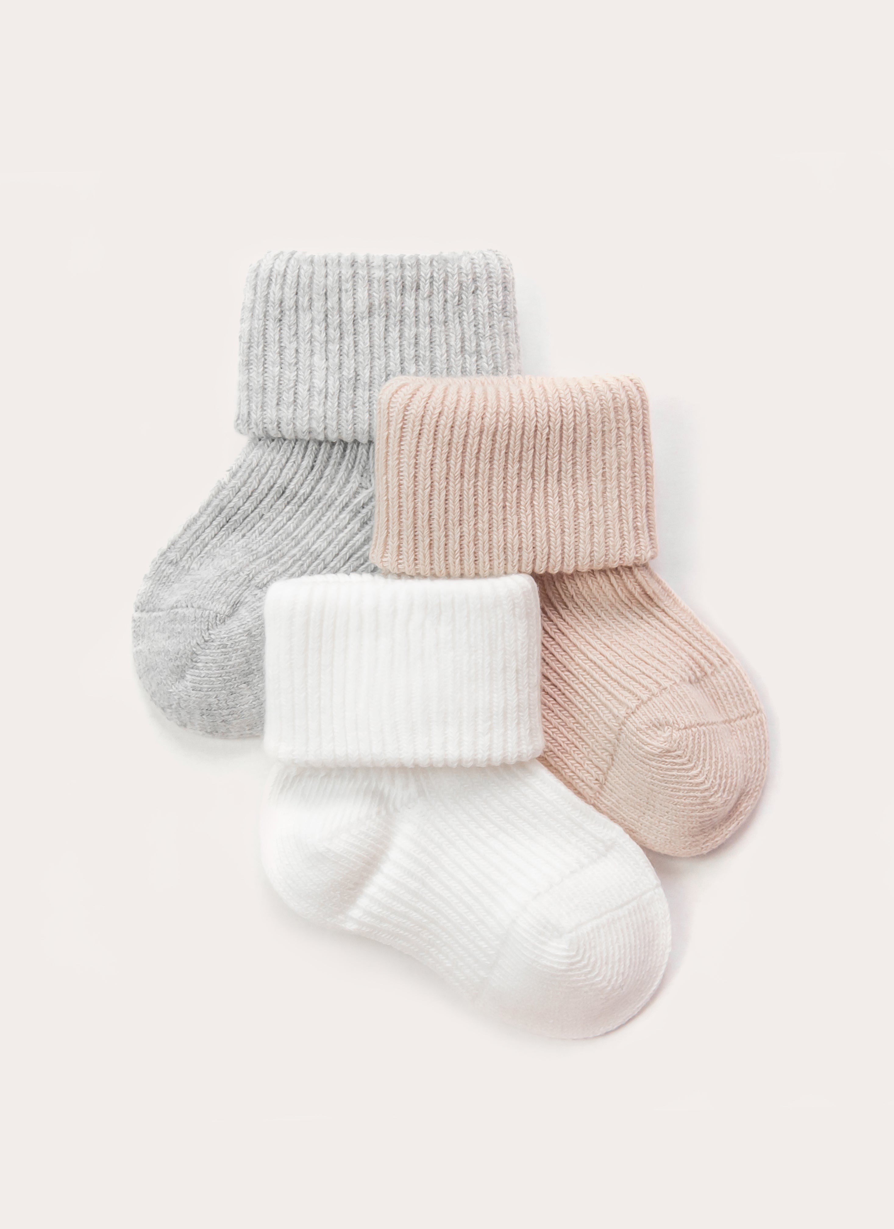 Soft Cotton Socks 3PC/set (Grey, Nude, White)