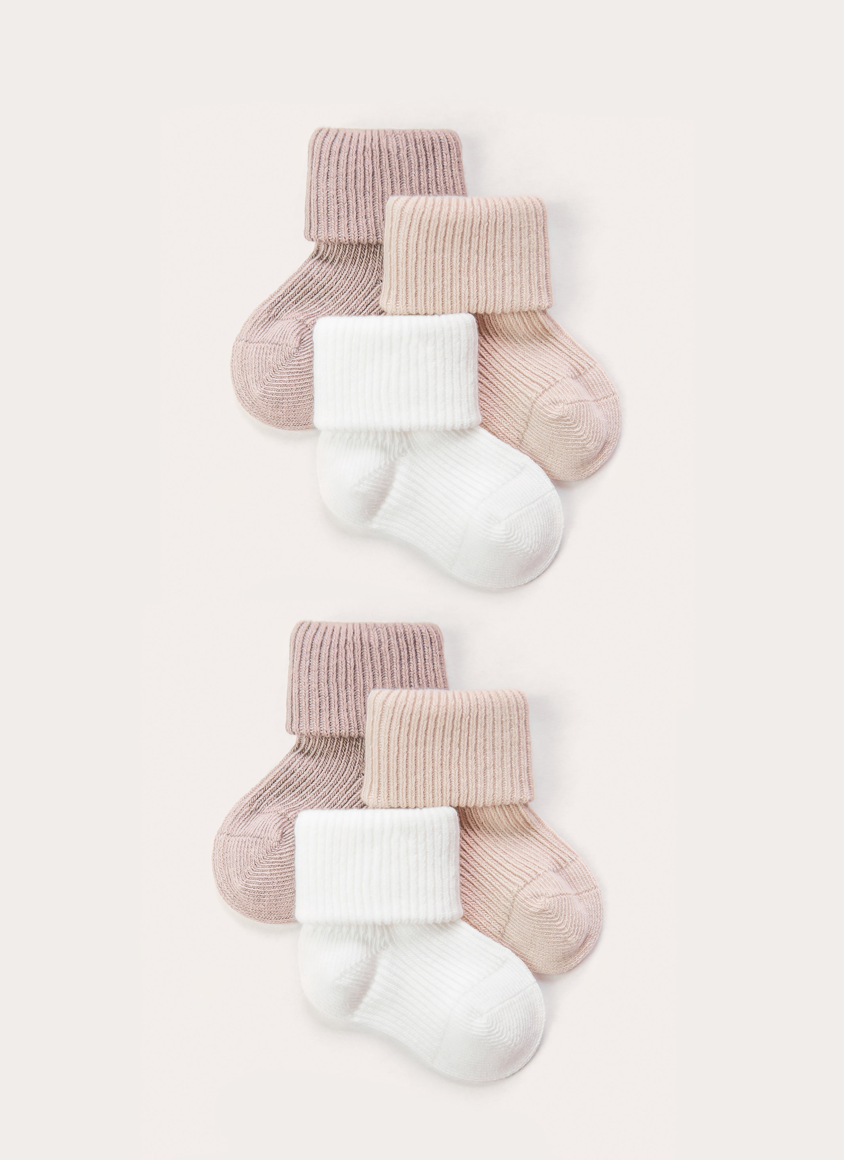 Soft Cotton Socks 6PC/Set (Brown, Nude, White)