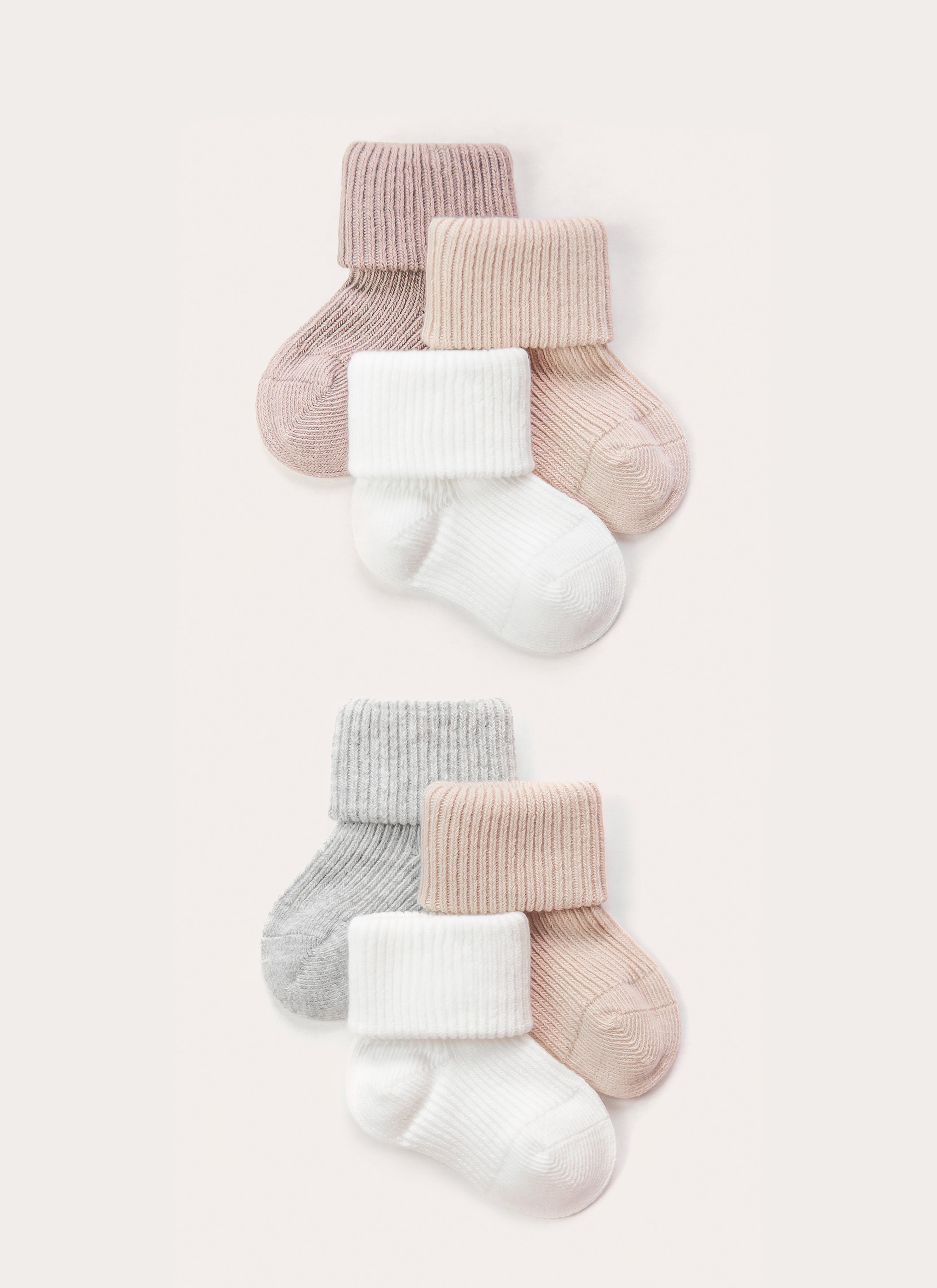 Soft Cotton Socks 6PC/Set (Brown, Grey, Nude, White)