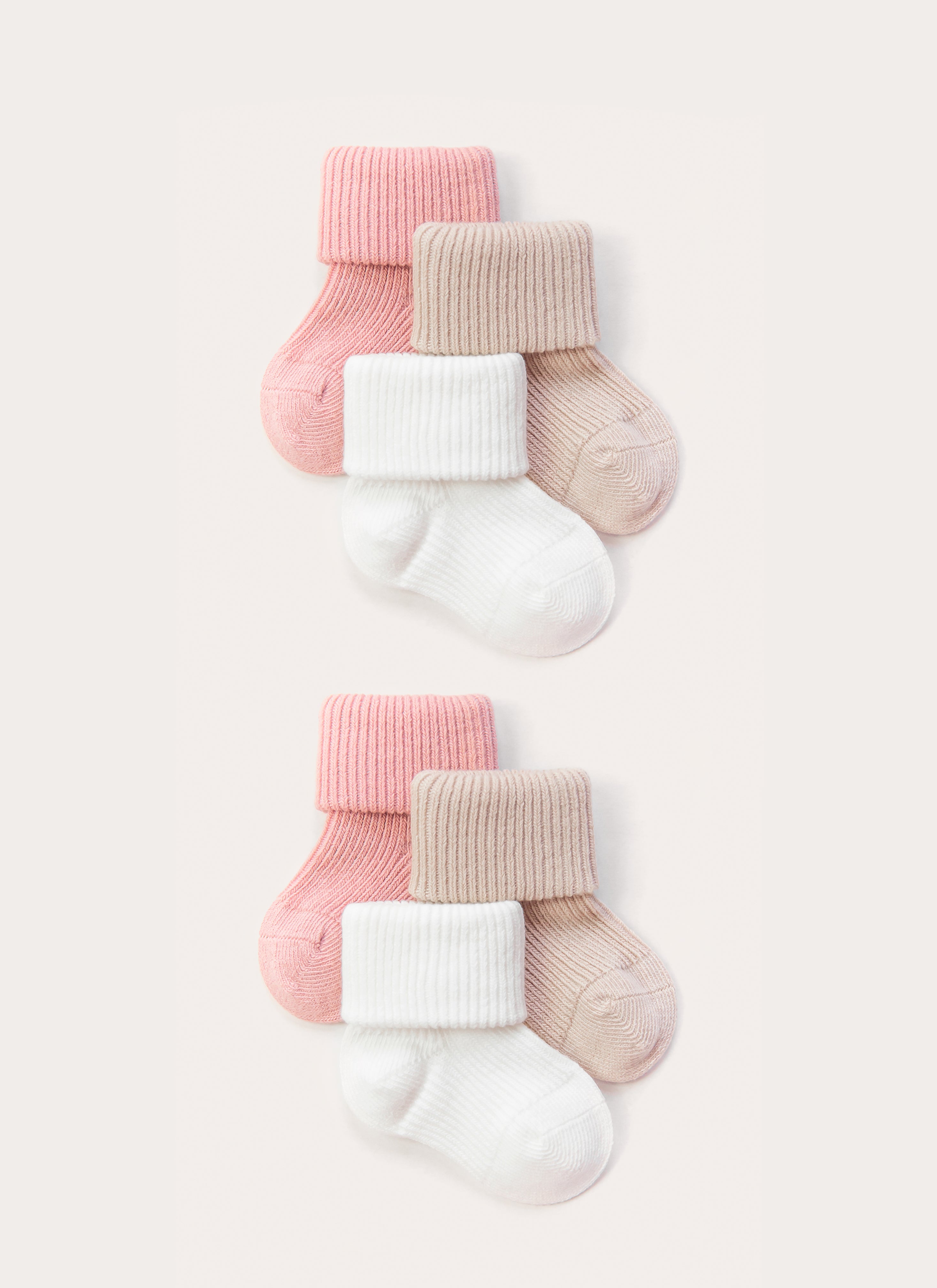Soft Cotton Socks 6PC/Set (Pink, Nude, White)